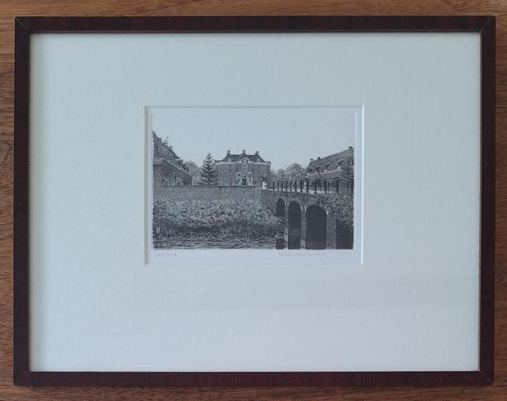 Ets Kasteel Middachten - Wim vd Meij - De Steeg , Gelderland, Antiek en Kunst, Kunst | Etsen en Gravures, Ophalen of Verzenden