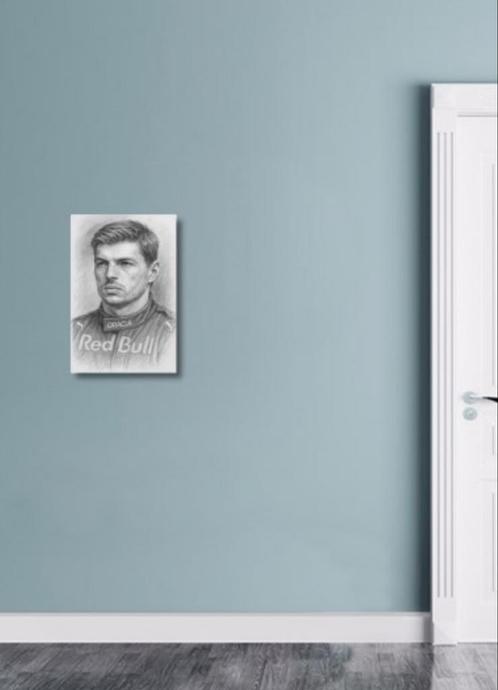 Realistische Potloodtekening op Canvas: Max Verstappen, Verzamelen, Automerken, Motoren en Formule 1, Zo goed als nieuw, Formule 1