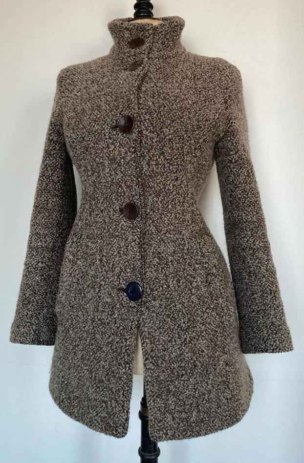 Mohair wollen mantel vintage maat M 38 40 wol bruin taupe, Kleding | Dames, Jassen | Winter, Zo goed als nieuw, Maat 38/40 (M)