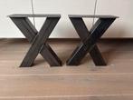 Metalen X-frame poten voor bankje, Huis en Inrichting, Tafelonderdelen, Ophalen, Tafelpoot, Minder dan 50 cm, Gebruikt