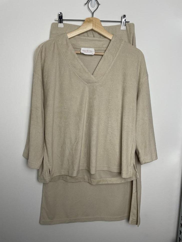 Aimee the Label creme rok met top badstof set maat XS/S, Kleding | Dames, Rokken, Zo goed als nieuw, Maat 36 (S), Beige, Knielengte