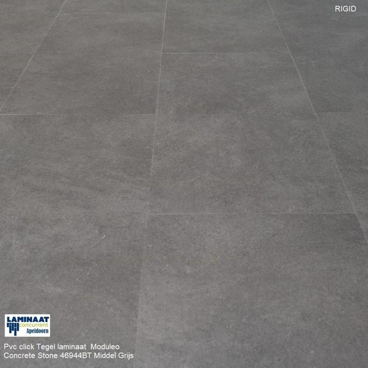 Pvc click Tegel Laminaat Concrete stone 46944BT Donker grij, Huis en Inrichting, Stoffering | Vloerbedekking, Nieuw, Laminaat