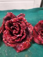 kunstrozen met klem groot rood glitters, Huis en Inrichting, Ophalen of Verzenden