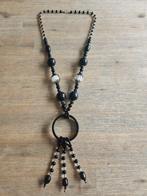 Ketting lang zwart glas, retro, Ophalen of Verzenden, Zo goed als nieuw, Zwart, Overige materialen
