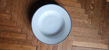 Grote vintage porseleinen serveerschaal – 31 cm – wit/blauw beschikbaar voor biedingen