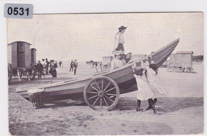150531 Strandgezicht Zandvoort mooie oude kaart 1907, Verzamelen, Ansichtkaarten | Nederland, Gelopen, Noord-Holland, Voor 1920