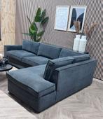 ZGAN Woood Ribstof Hoekbank - Antraciet - 285 x 195, Huis en Inrichting, Banken | Bankstellen, Ophalen, 250 tot 300 cm, -, -
