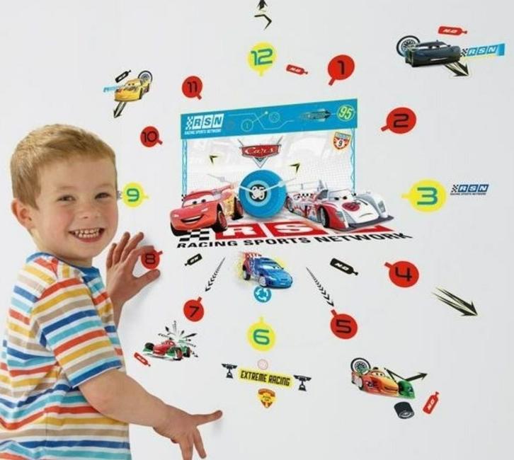 Disney Cars Klok / Wandklok met Muurstickers - AANBIEDING, Kinderen en Baby's, Kinderkamer | Inrichting en Decoratie, Nieuw, Klok