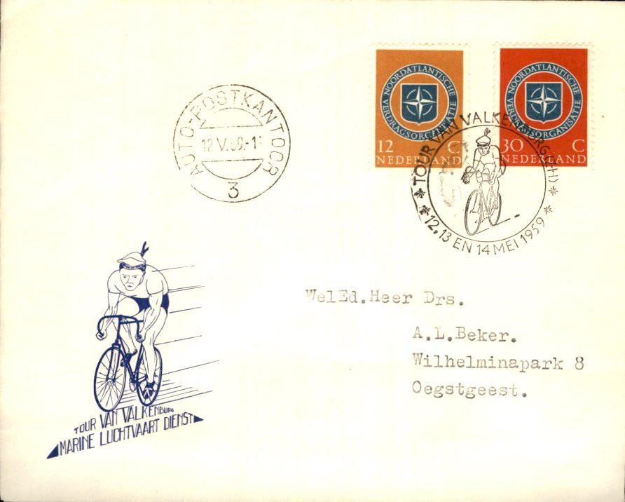 Valkenburg Tour - Marine Luchtvaartdienst Stempels - 1959, Verzenden, Envelop