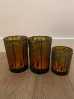 Windlichten 3 stuks, Huis en Inrichting, Woonaccessoires | Kandelaars en Kaarsen, Ophalen of Verzenden, Zo goed als nieuw, Overige materialen