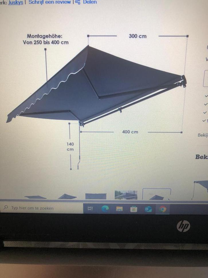 Grijs Zonnescherm, Tuin en Terras, Zonneschermen, Nieuw, Knikarmscherm, Ophalen