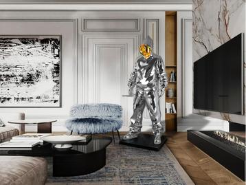 UNIEK XXXL DESIGN Chroom Beeld design object met LED licht beschikbaar voor biedingen