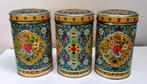 Antiek Blik - Set van 3 Blikken Bussen - Floraal Bloem Decor, Verzamelen, Blikken, Ophalen of Verzenden, Zo goed als nieuw, Koffie