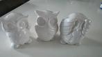 Set van 3 Witte Uilen Beelden, Ophalen, Zo goed als nieuw, Kunststof, Dierenbeeld