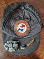 Petje Harley Davidson, belt buckle en 2 speldjes, Ophalen, Gebruikt, Overige onderwerpen, Speldje of Pin
