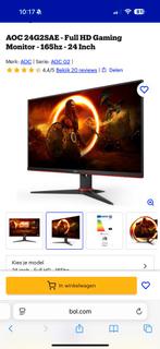 Aoc Monitor 24 inch 165hz, Computers en Software, Monitoren, Kantelbaar, AOC Gaming, Full HD, Overige typen