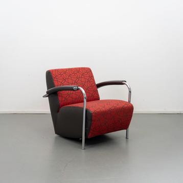 5x Leolux Scylla Fauteuil Laag Rood/Bruin - Rondjesmotief beschikbaar voor biedingen