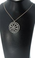 Diamanten antieke hanger zilveren gourmet ketting dames, Ophalen of Verzenden, Zilver, Ketting, Met edelsteen