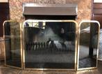 Glazen haardscherm met messing frame, Huis en Inrichting, Ophalen of Verzenden, Zo goed als nieuw, Inbouwhaard, Houthaard