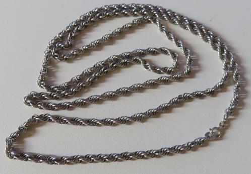 Koopje! Lange zilveren "gevlochten" ketting 95 cm, incl verz, Sieraden, Tassen en Uiterlijk, Kettingen, Zo goed als nieuw, Zilver
