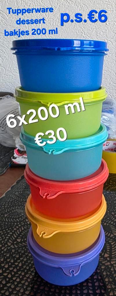 Tupperware Dessert Bakjes - 200 ml, Huis en Inrichting, Keuken | Tupperware, Zo goed als nieuw, Bak of Kom, Blauw, Geel, Groen