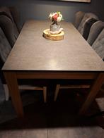 Mooie eettafel met grijze stenen blad, Overige materialen, 100 tot 150 cm, Ophalen of Verzenden, Zo goed als nieuw