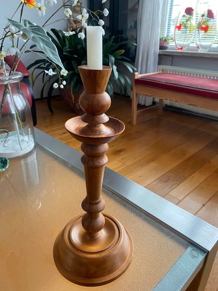 Houten Kandelaar Unicum - Nieuw Zeeland Hout, Huis en Inrichting, Woonaccessoires | Kandelaars en Kaarsen, Gebruikt, Kandelaar