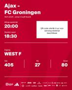 Ticket Ajax FC Groningen 30-11, Tickets en Kaartjes, Losse kaart, Eén persoon, November