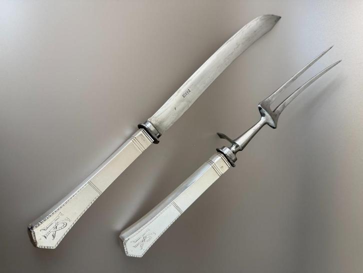 Trancheerset (Kempen Begeer & Vos), Antiek en Kunst, Antiek | Goud en Zilver, Zilver, Ophalen of Verzenden