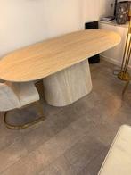 Travertine ovaal en ronde eet en salontafel 180 cm new, Overige materialen, 50 tot 100 cm, 150 tot 200 cm, Nieuw