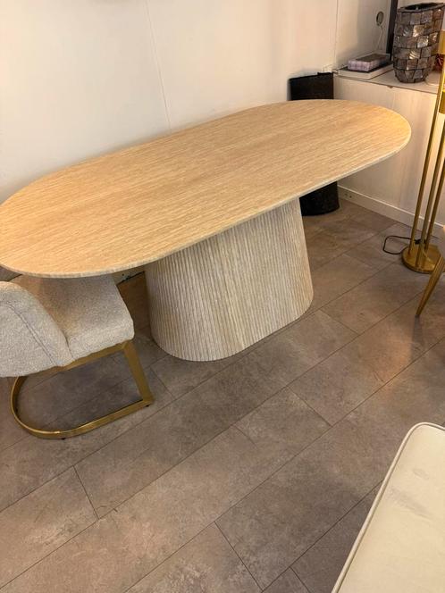 Travertine ovaal en ronde eet en salontafel 180 cm new, Huis en Inrichting, Tafels | Eettafels, Nieuw, 150 tot 200 cm, 50 tot 100 cm