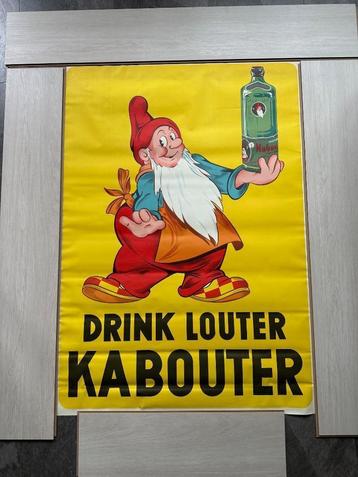 Gele DRINK LOUTER KABOUTER affiche poster. 105 x 83 cm. beschikbaar voor biedingen
