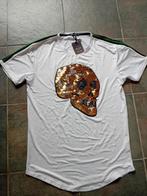 Wit T-shirt met doodskop goud zilver mt XXL merk blvck soul, Ophalen, Wit, Nieuw, Overige maten