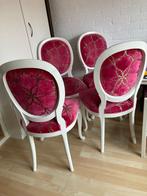 Roze/witte eetkamerstoelen 4 stuks, Huis en Inrichting, Stoelen, Ophalen, Hout, Gebruikt, Overige kleuren
