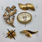 Antieke broches goud verguld gemerkt 5 stuks lot antiek, Sieraden, Tassen en Uiterlijk, Antieke sieraden, Verzenden, Goud