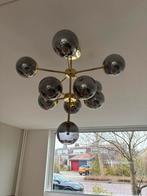 Hanglamp met glazen bollen. Goudkleurig met rookglas., Huis en Inrichting, Ophalen, Gebruikt, Metaal, 50 tot 75 cm