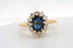 18K Gouden Ring met Saffier en Diamanten - Maat 57, 18 tot 19, Nieuw, Ophalen of Verzenden, Met edelsteen
