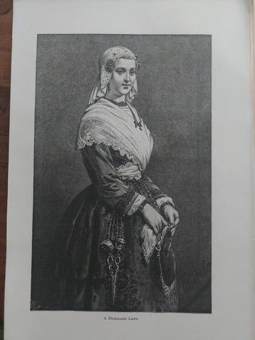 19 / Klederdracht Friesland van a Freisland lady uit 1887 beschikbaar voor biedingen