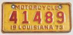 Motor nummerbord 1973 Motorcycle Louisiana nummerplaat, Ophalen of Verzenden, Gebruikt, Motoren