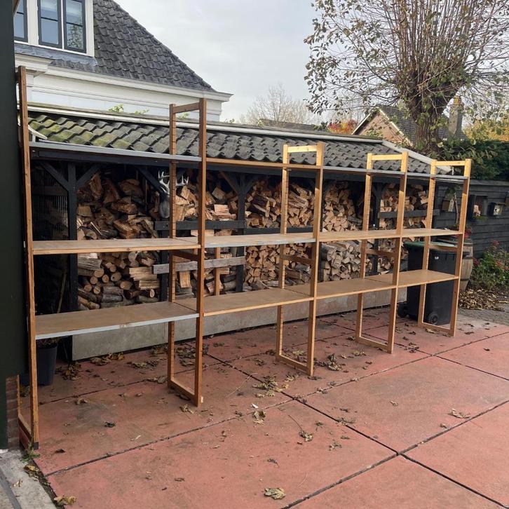 Bruynzeel Archos Stellingkast Houten Stelling 488x50x212cm, Huis en Inrichting, Kasten | Stellingkasten, Zo goed als nieuw, Ophalen
