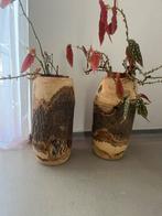 Prachtige houten decoratie potten/vazen, Minder dan 50 cm, Overige materialen, Zo goed als nieuw, Ophalen