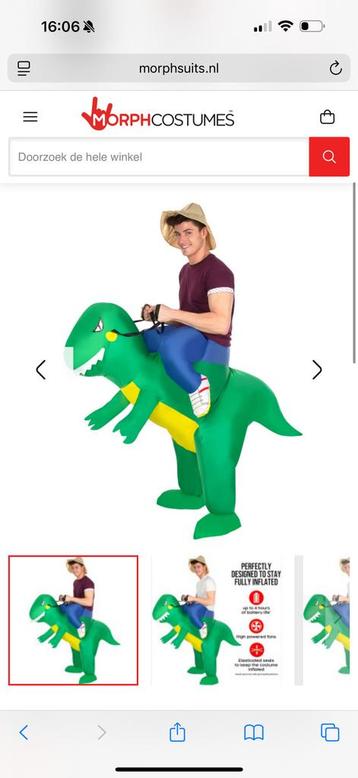 Dino (T-Rex) rit op opblaasbaar kostuum beschikbaar voor biedingen