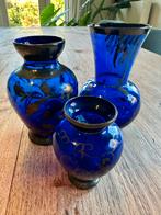 Set van 3 Venetiaanse vaasjes met zilver decoratie, Antiek en Kunst, Antiek | Vazen, Ophalen of Verzenden