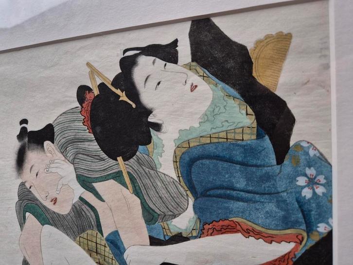 Ukiyo-e Shunga Japans erotische kunst aquarel tekening, Antiek en Kunst, Kunst | Niet-Westerse kunst, Ophalen of Verzenden
