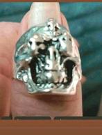 Ring doodshoofden maat 20, Verzenden, Nieuw, Zilver