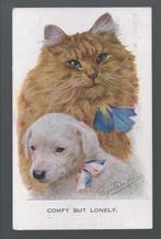 2990 Oude kunstkaart dieren poes poezen kat katten hondje, Verzamelen, Ansichtkaarten | Dieren, Gelopen, Verzenden, Hond of Kat