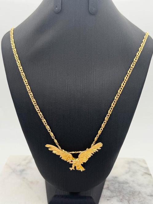 Prachtige valkenoogschakel ketting met eagle hanger 60 cm, Sieraden, Tassen en Uiterlijk, Kettingen, Nieuw, Goud, Goud, Met hanger