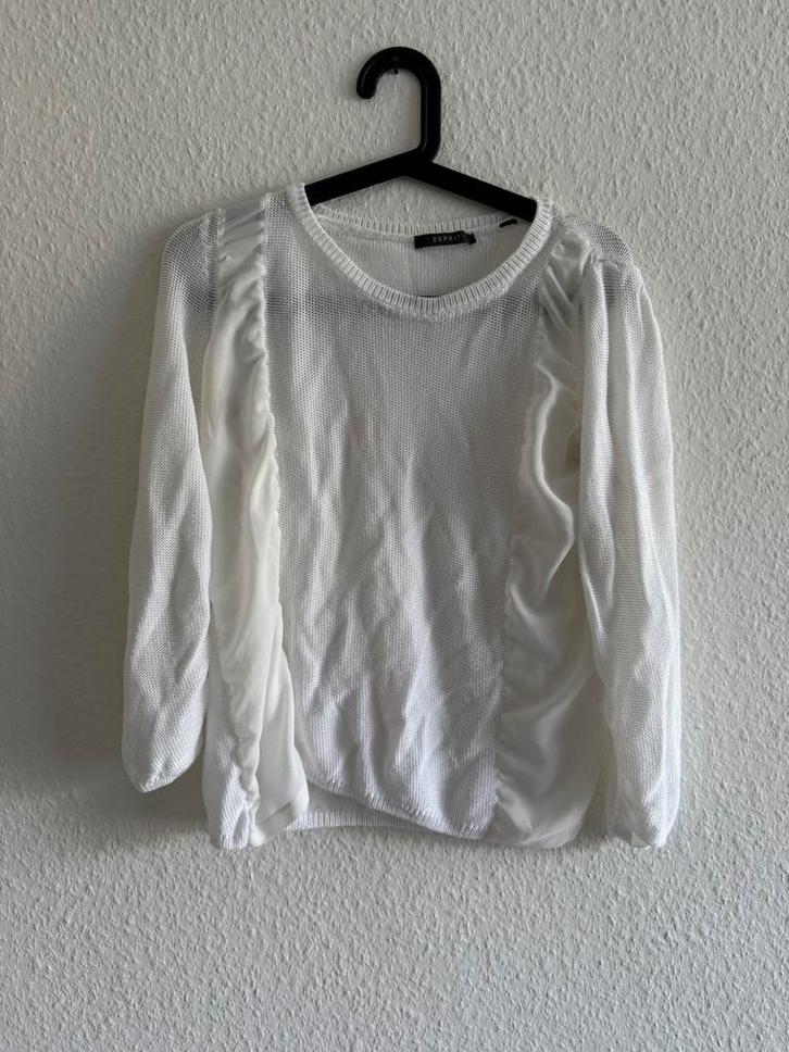 Witte trui met ruches van Esprit, maat M, Kleding | Dames, Truien en Vesten, Zo goed als nieuw, Maat 38/40 (M), Wit, Ophalen of Verzenden