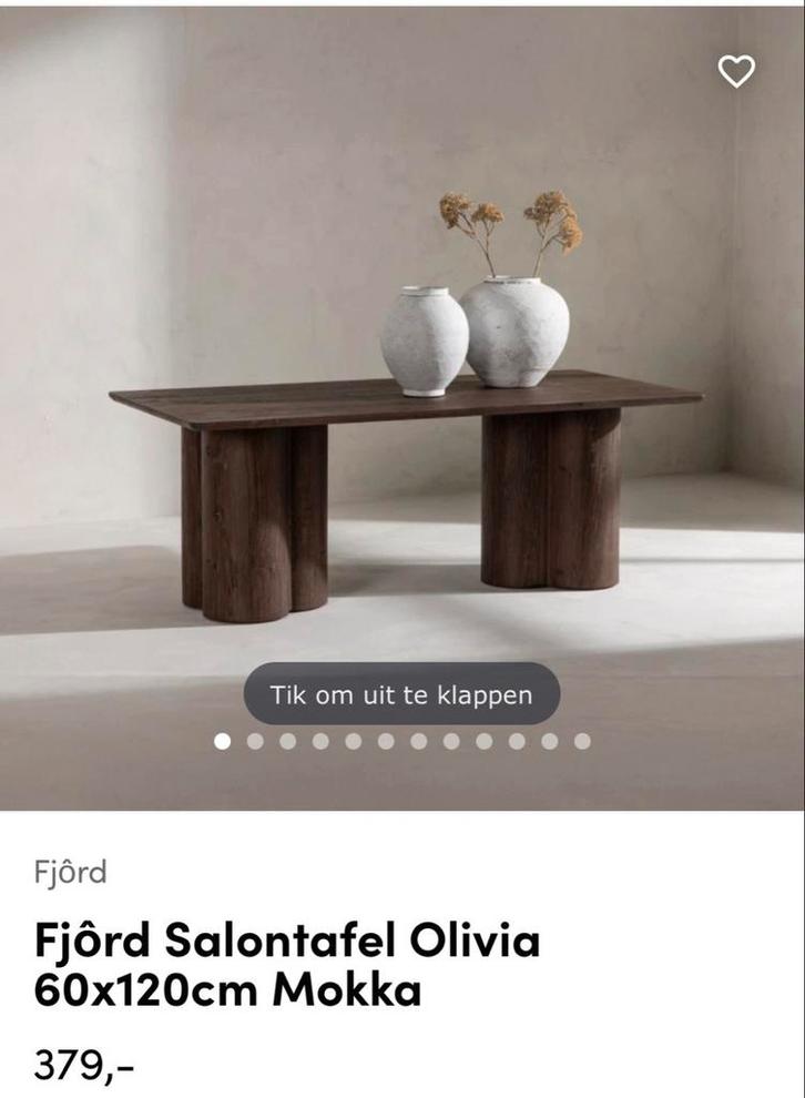 Fjôrd Salontafel Olivia Mokka (walnoot hout, Japandi stijl), Huis en Inrichting, Tafels | Salontafels, Nieuw, Minder dan 50 cm
