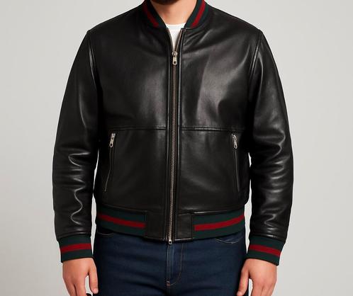 Originele Gucci leren jas maat 56, Kleding | Heren, Jassen | Zomer, Zo goed als nieuw, Maat 56/58 (XL), Bruin, Ophalen